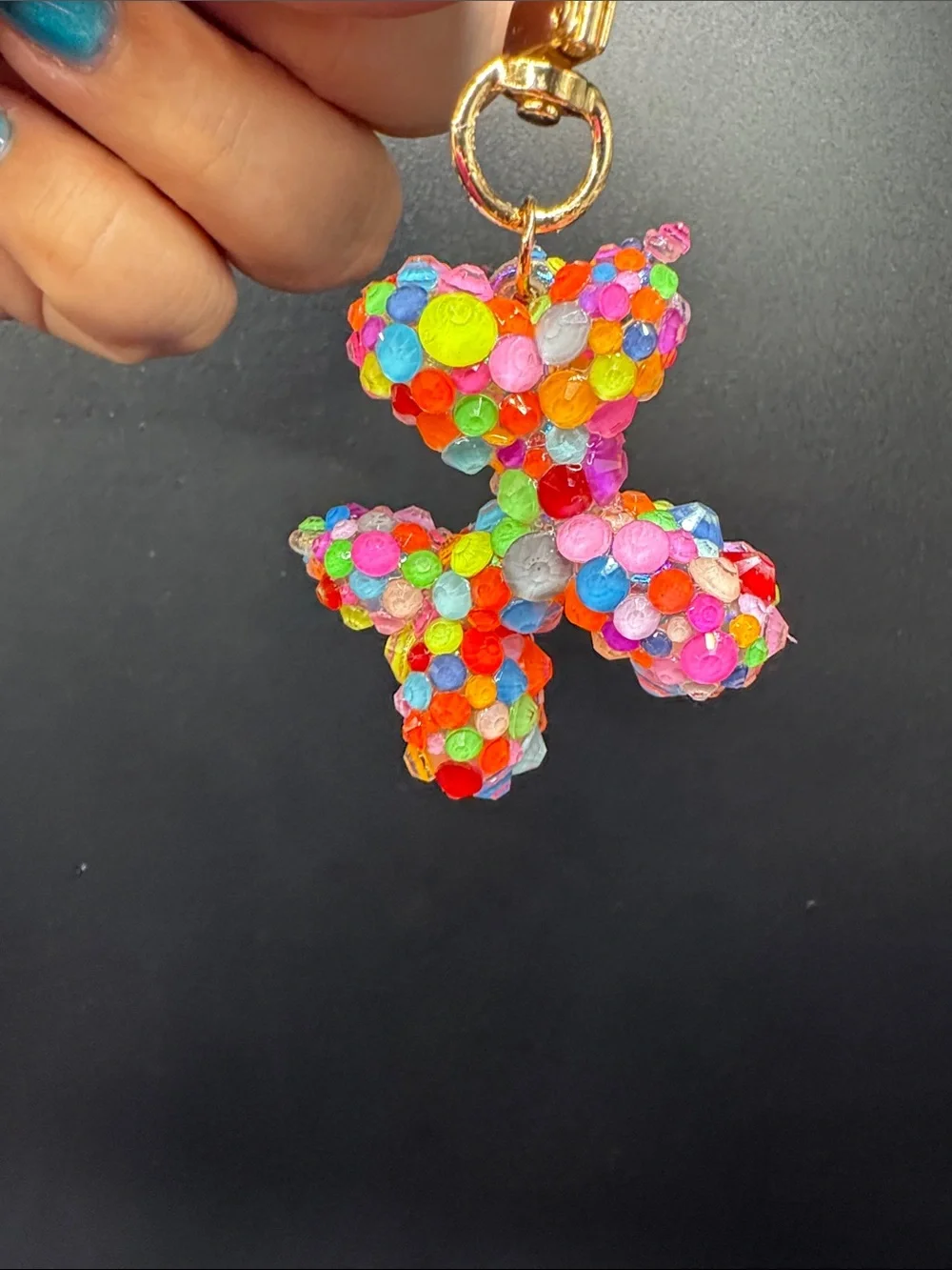 Handmade Multicolor Neon Balloon Dog Blinged/Bedazzled Keychain Bag Charm